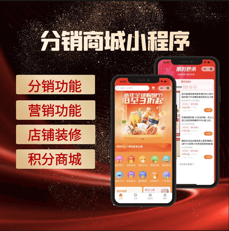 【分销商城】拼团/秒杀/优惠券/物流/装修/营销功能全